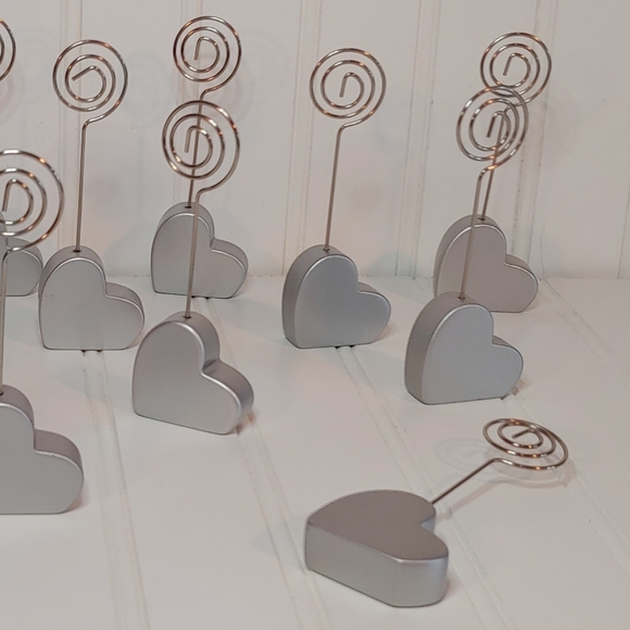 Silver Heart Place Card Holders set of 12 - Picture 1 of 11